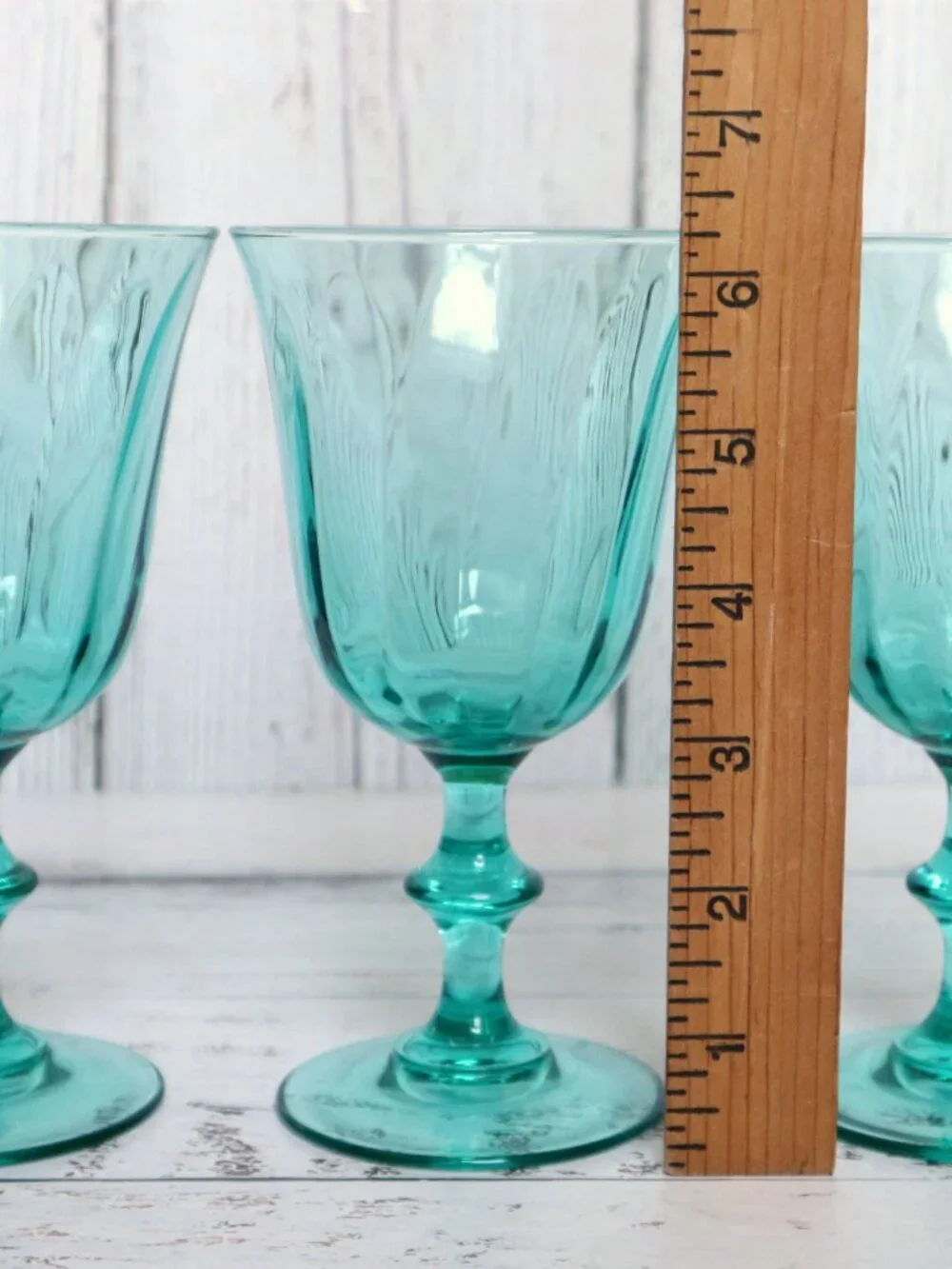 Vintage Luminarc France Monaco Cavalier Goblets Aqua Blue-Green Glasses Set (3)